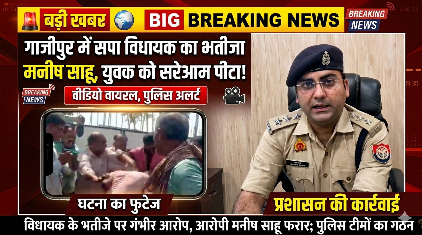 गाजीपुर। सपा विधायक के भतीजे की दबंगई: गैस एजेंसी पर युवक को जूतों से पीटा, वीडियो वायरल